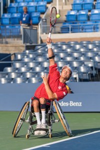 Photo by Michael A. Clubine Shingo Kunieda (JPN) competes at the 2014 US Open in Wheelchair Men's Singles: Round 1.