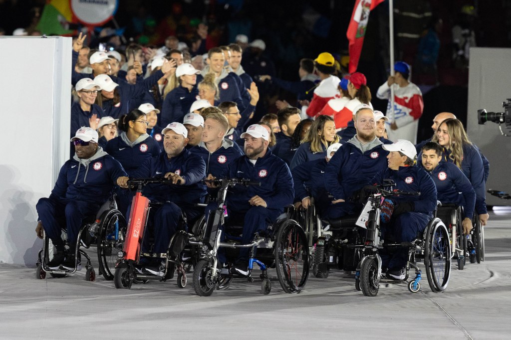 Team USA wheelchair athletes in the opening ceremony.