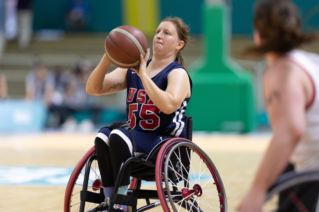 Courtney Ryan shoots the ball in the game versus Canada. 